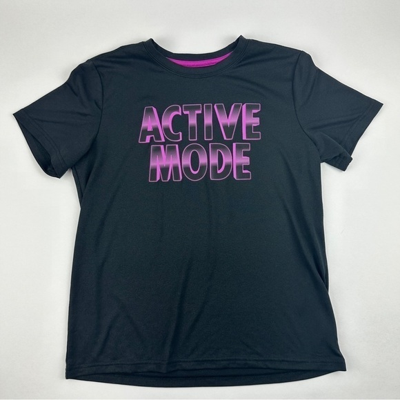 Xersion Athletic Tshirt Womens Medium 10/12 Black Pink Quick Dry - Picture 1 of 7